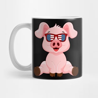 Patriotic Pig With America Flag Sunglasses 4Th Of July Mug